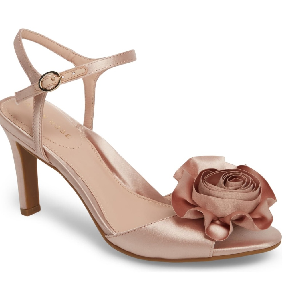 TARYN ROSE - Jacklyn Flower Heel in Blush Satin